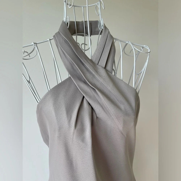 NWT Anthropologie BHLDN Ruby Satin Charmeuse Dress hatter backless maxi grey 8 - Picture 4 of 16